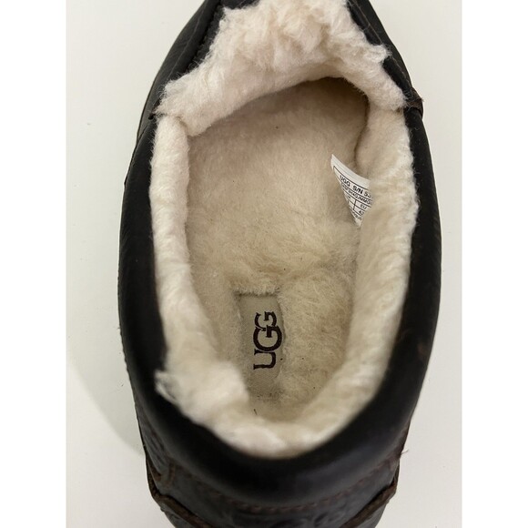 UGG Men’s Ascot Leather Slip On Slippers 5379 Dark Brown Sz 9 Extra Wide Luxe main image 12